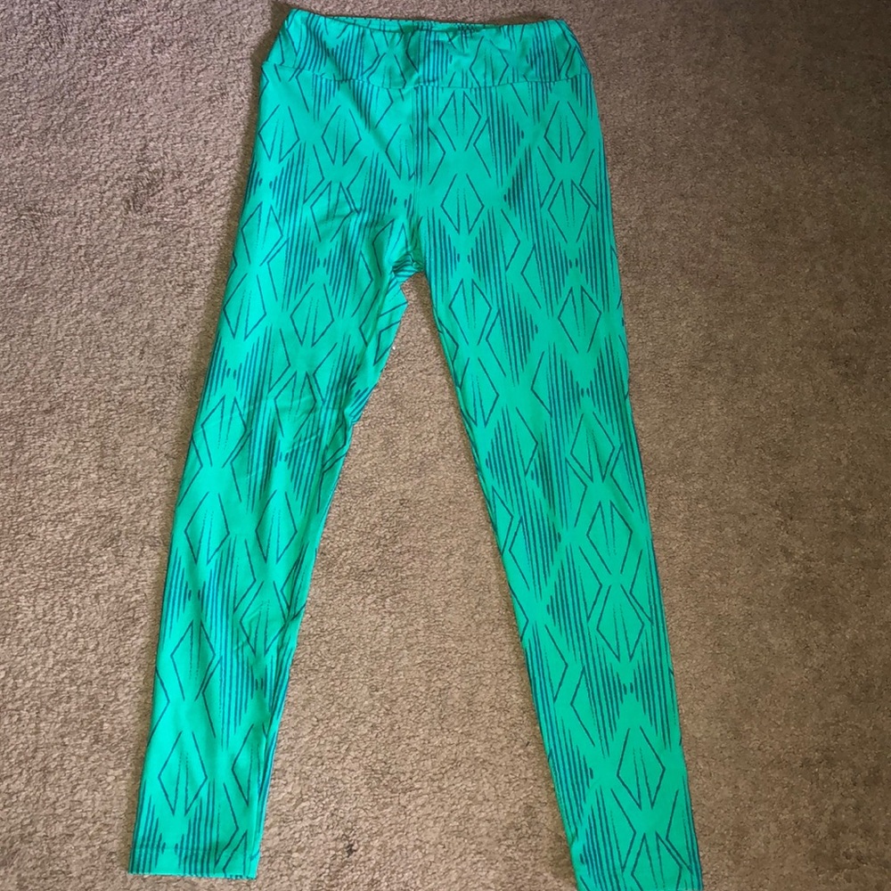 LulaRoe turquoise printed leggings, One size